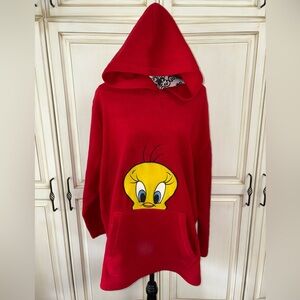 Warner Bros. Looney Tunes Size 2X Red Fleece Hoodie with Tweety Bird